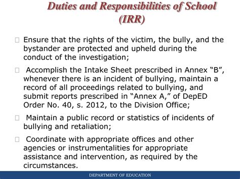 Ppt Republic Act 10627 Anti Bullying Act Of 2013 And Its Implementing Rules And Regulations