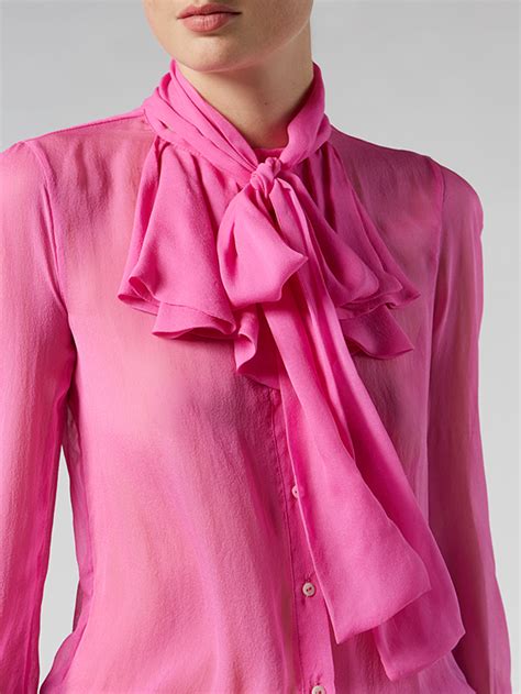 Ruffled Pink Silk Chiffon Blouse Ant Woman Collection