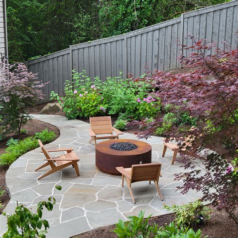 Terraced Backyard With A Bluestone Patio And Fire Pit Harmony Design