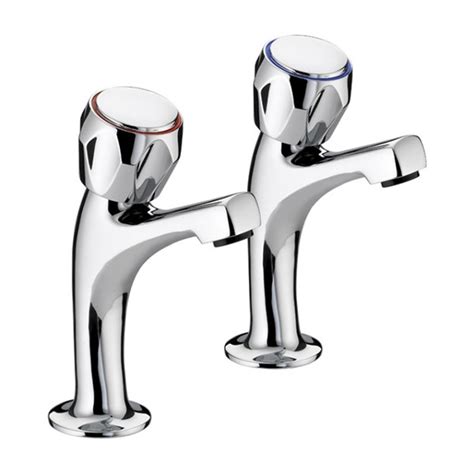 Pair High Neck Chrome Pillar Sink Taps Lp Supplies Ltd