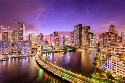 Miami Florida Night Skyline Miami Florida Usa Downtown Skyline At