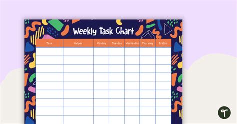 Animals Weekly Task Chart Teach Starter