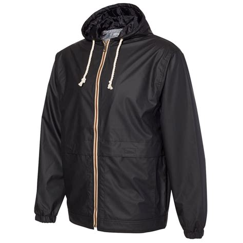 Weatherproof Mens Black Vintage Hooded Rain Jacket