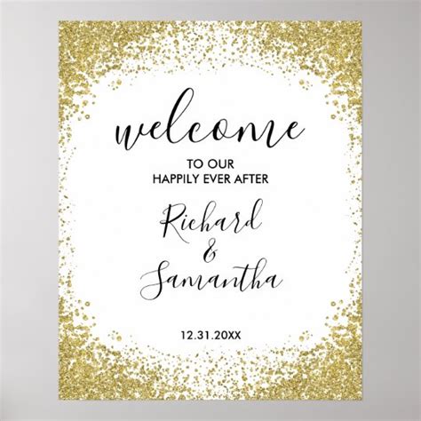 Gold Glitter Wedding Welcome Sign