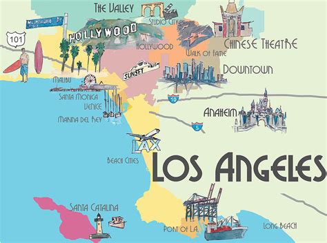 Los Angeles California Map Of Greater La With Highlights Mixed