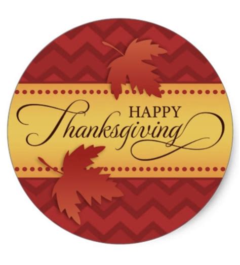 A Happy Thanksgiving Sticker With Leaves And The Words Happy