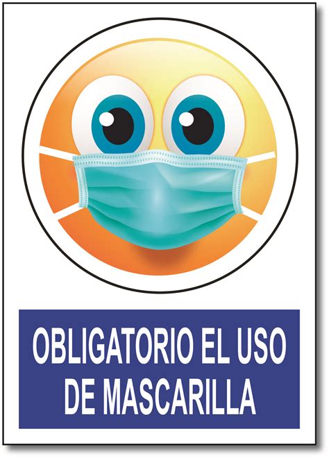 Cartel Obligatorio El Uso De Mascarilla Versión Emoticono