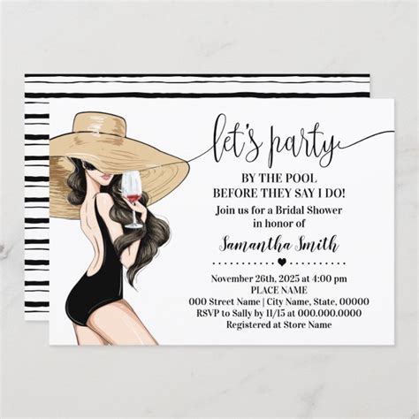 Before I Do Party By The Pool Bridal Shower Invitation