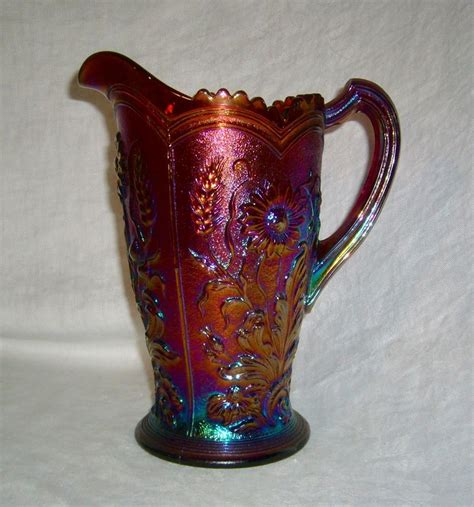 Antique Purple Carnival Glass Imperial Fieldflower Field Flower Water