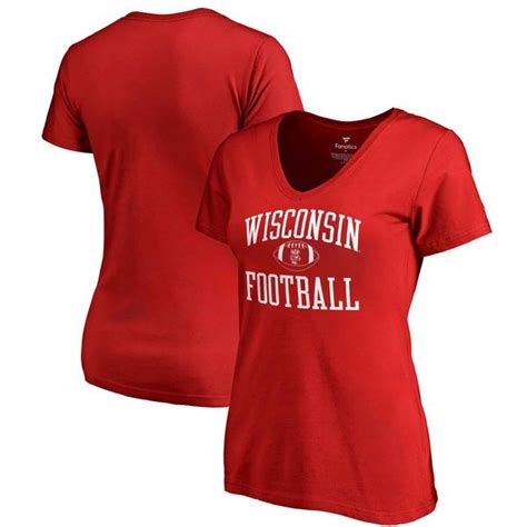 fanatics branded wisconsin badgers women s red neutral zone slim fit v neck t shirt next
