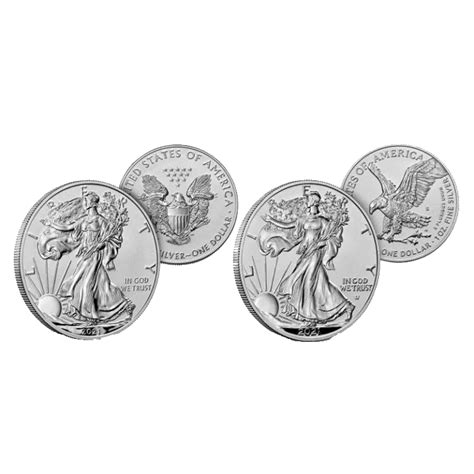 2021 Silver Heraldic Eagle T1 And Landing Eagle T2 W 2 Pc Set