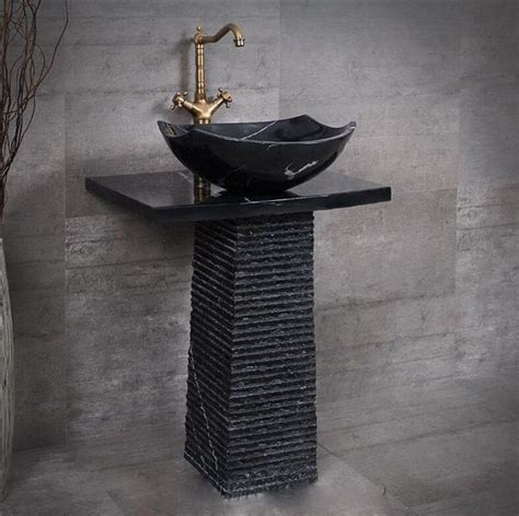 Time To Source Smarter Pedestal Basin Granite Sink Black Bathroom