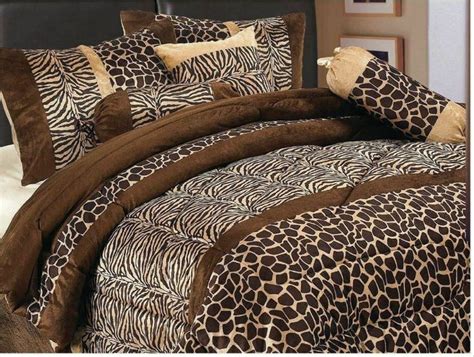 Leopard Zebra Tan Brown Faux Fur 7 Pc Comforter Set Twin Full Queen Cal
