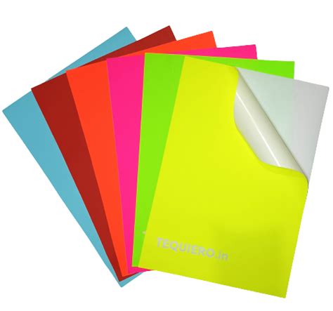 Multicolour Fluorescent Sticker Papers A4 Size Self Adhesive Colourful