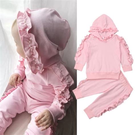 0 3t Toddler Kid Baby Girl Clothes Ruffle Hooded Top Sweatshirt Pants