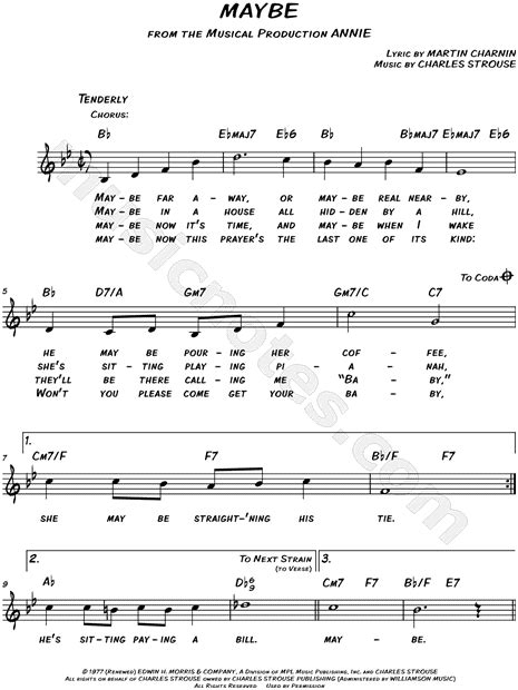 Maybe From Annie Sheet Music Leadsheet In C Major Download
