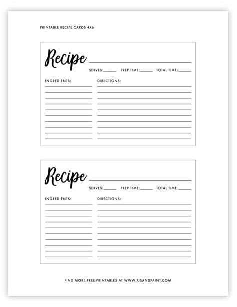Free Editable Recipe Card Templates