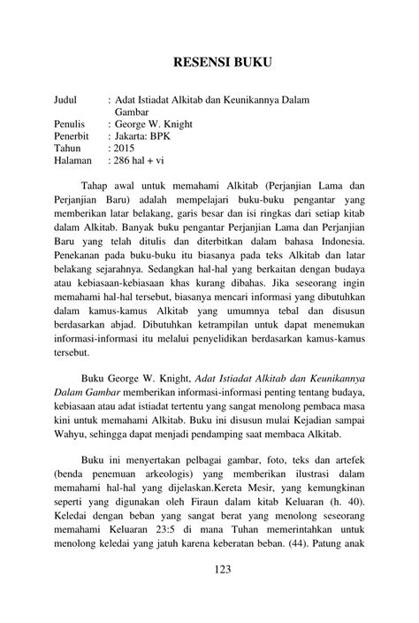 Pdf Resensi Buku Adat Istiadat Alkitab Dan Keunikannya Dalam Gambar