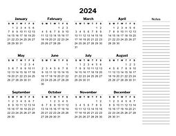 Printable yearly calendars