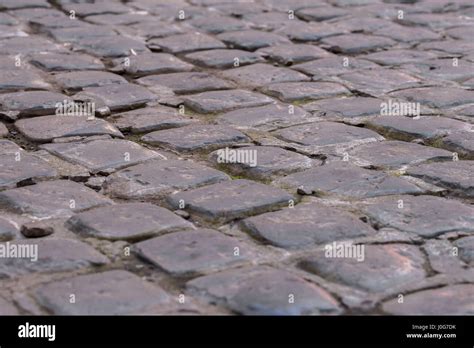 Close Up Cobblestone Pavement Stone Street Pavement Background With