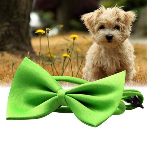 1x Green Cute Adjustable Pet Bowtie Gentleman Dogs Solid Color