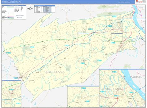 Cumberland County Pa Zip Code Wall Map Basic Style By Marketmaps