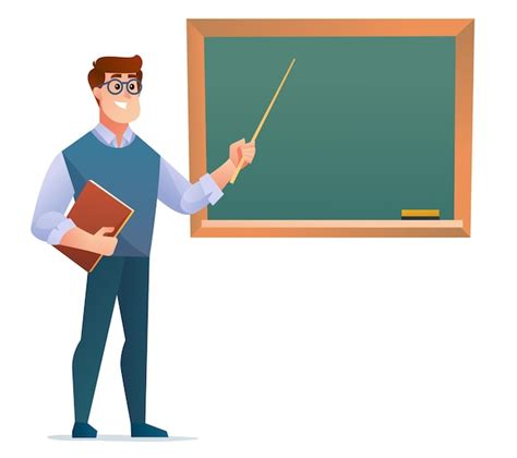 Premium Vector Male Teacher Standing In Front Of Blackboard Illustration