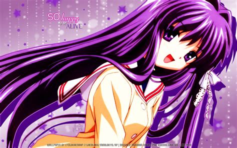 Clannad Anime Fujibayashi Kyou Purple Hair Anime Girl Wallpaper
