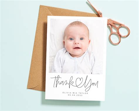 Birthday Thank You Card Personalised New Baby Thank You Card Etsy Ireland