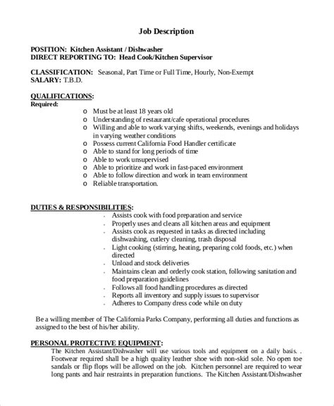 Kitchen helper resume samples with headline, objective statement, description and skills examples. FREE 8+ Sample Dishwasher Job Description Templates in PDF ...
