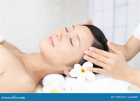 Beautiful Young Woman Receiving Facial Massage Stock Image Image Of