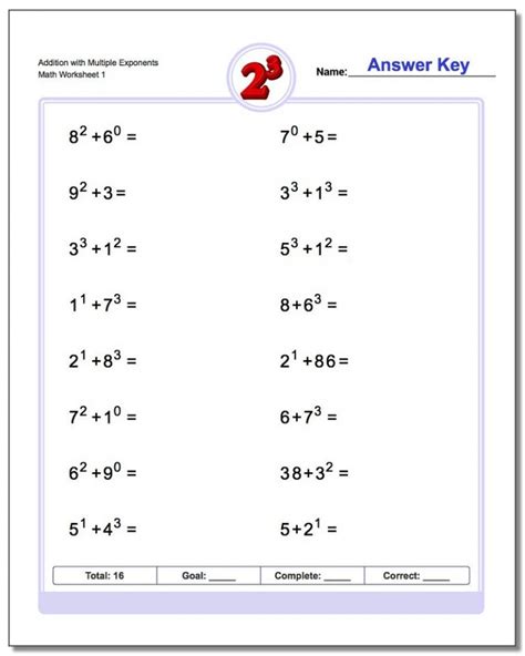 Free 6th Grade Math Worksheets Exponents K5 Worksheets