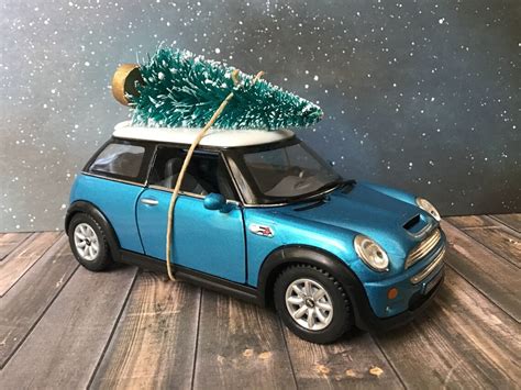 Mini Cooper Carrying Christmas Treelarger 5 Blue Mini Etsy
