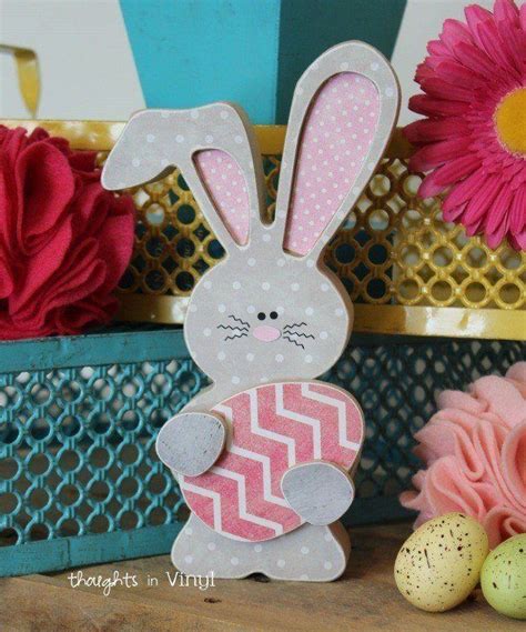 Wooden Easter Bunny Holding Egg Such A Cute Craft Easter Wood Crafts