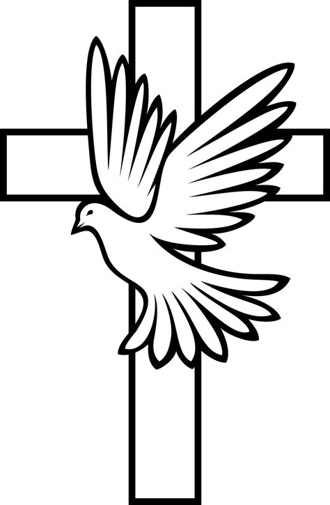 Cross And Dove Black And White Png Illustration 8513790 Png