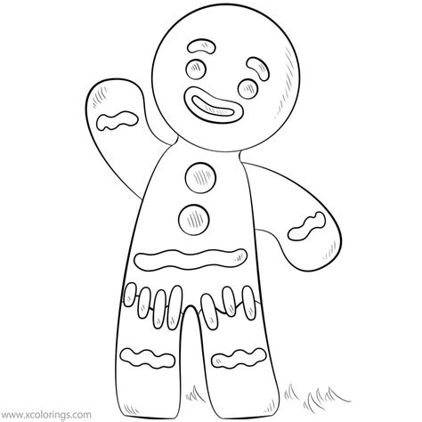 Gingerbread Man Coloring Pages Waving Hand