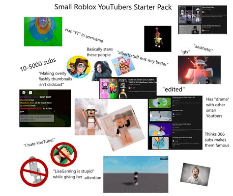 The Small Roblox Youtuber Starterpack Rstarterpacks Starter Packs