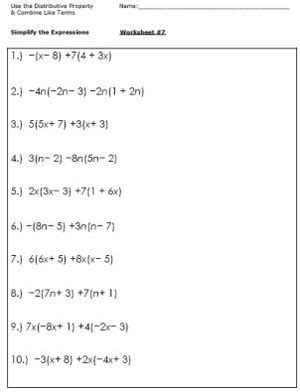 Algebra, quadratic equations, algebra 2 type. Algebra Worksheets for Simplifying the Equation ...