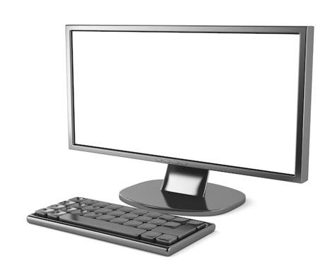Lcd Monitor Mit Tastatur Lokalisiert Auf Weißem Hintergrund Premium Foto