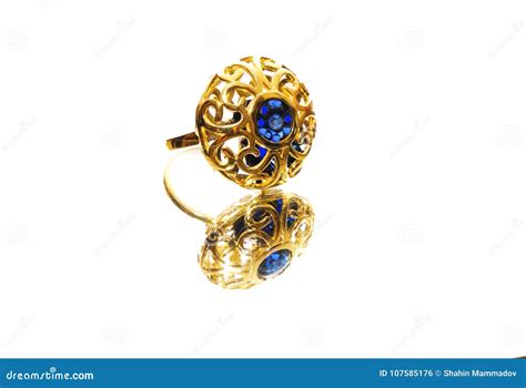Beautiful Antique Oriental Turkish Gold Jewelry Women Ring Stock Photo