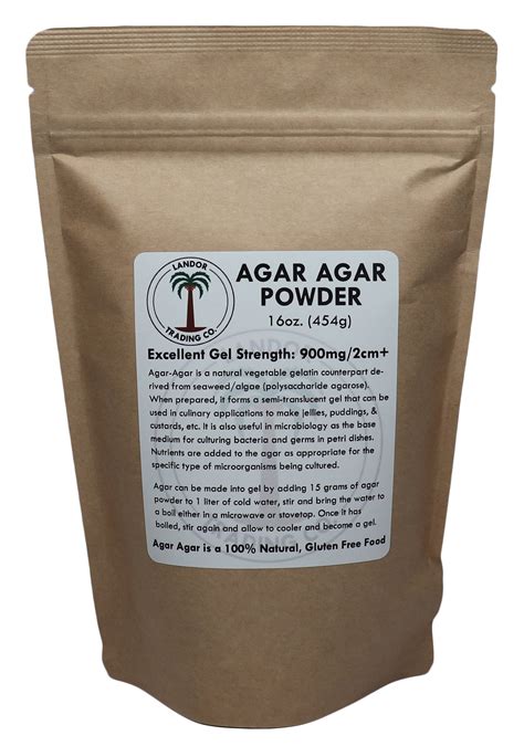 Buy Agar Agar Powder 16oz 1 Lb Excellent Gel Strength 900gcm2 Online
