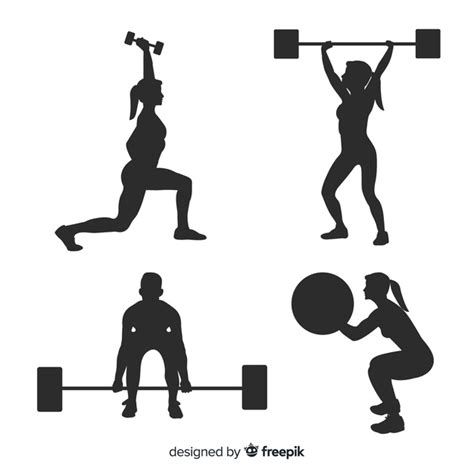 Free Black Crossfit Training Silhouette Collection Free Vector Nohatcc