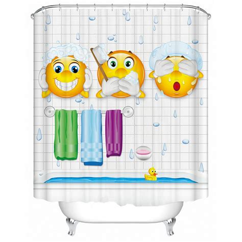 Charmhome Cartoon Expression Design Bathroom Shower Curtain Polyester Fabric Waterproof Funny