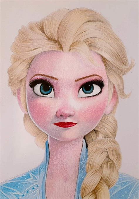 Elsa From Frozen 2 2019 Pencil Drawing By Asif Rasheed Drawings Colored Pencil Artwork