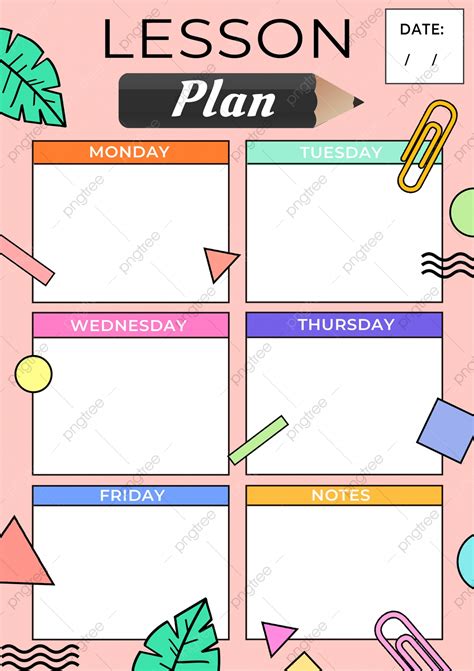 Color Cute Cartoon Geometry Kids Lesson Plan Template Download On Pngtree