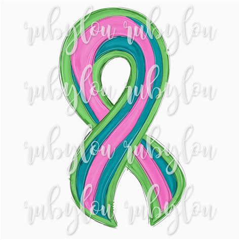 Metastatic Breast Cancer Ribbon Pink Blue Green Ribbon Etsy