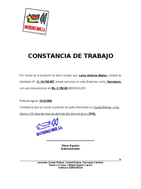 60369873 Formato De Carta De Trabajo Salario Monedas De Las