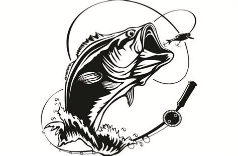Bass Fishing Logo Angling Fish Hook Fresh Water Hunting Etsy