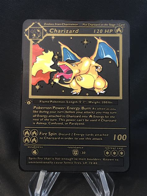 20+ years old only #1 top selling in collectibles. 1st Edition Shadowless Charizard Metal Pokemon Card Black CUSTOM 4/102 - Pokémon Proxy