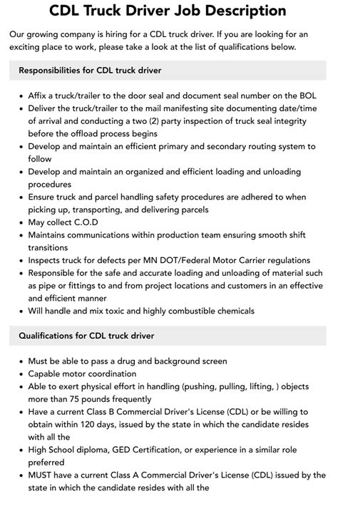 cdl truck driver job description velvet jobs